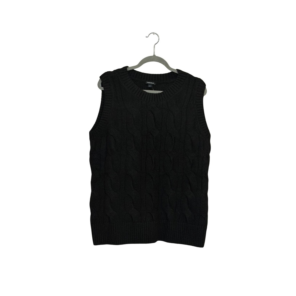 Torrid Vegan Cashmere Vest Sweater Deep Black Cable Knit 1X 14-16 NWT